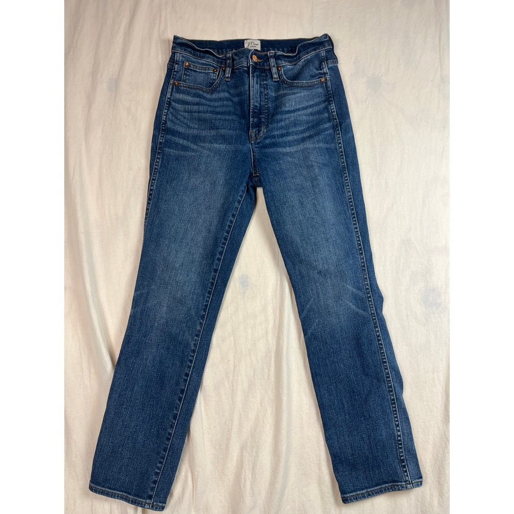 J.Crew‎ High-Rise Vintage Straight Jeans Blue Medium Wash Denim Size 28